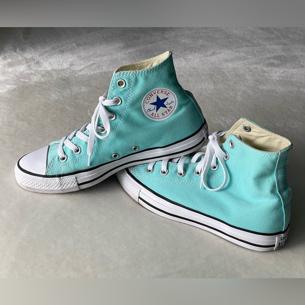 Converse high top aqua sneakers